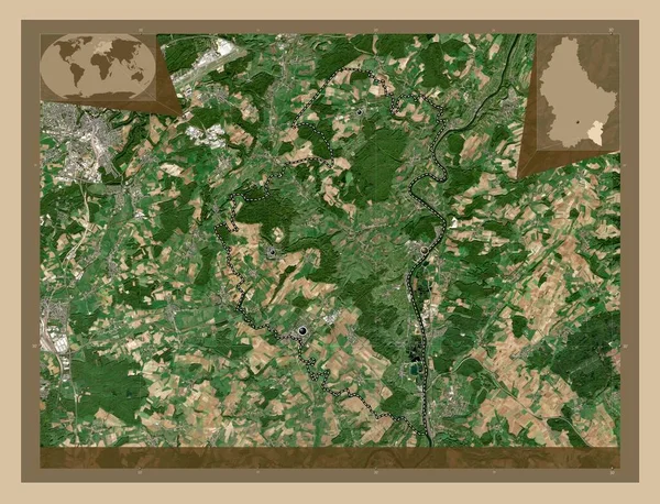 Canton Remich Luxemburg Kantonja Kis Felbontású Műholdas Térkép Régió Nagyvárosainak — Stock Fotó