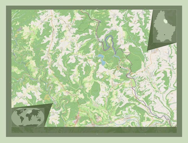 カントン ヴィアンデンルクセンブルク州 ストリートマップを開く コーナー補助位置図 — ストック写真