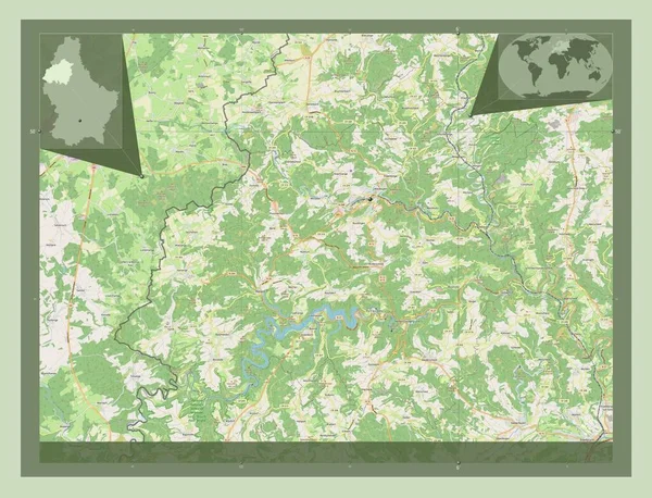 Kanton Wiltz Kanton Luksemburga Otwórz Mapę Ulic Lokalizacje Dużych Miast — Zdjęcie stockowe