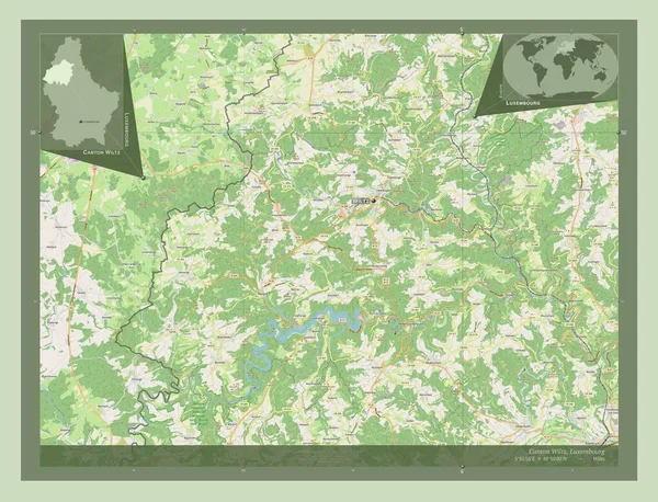 Kanton Wiltz Kanton Luksemburga Otwórz Mapę Ulic Lokalizacje Nazwy Głównych — Zdjęcie stockowe