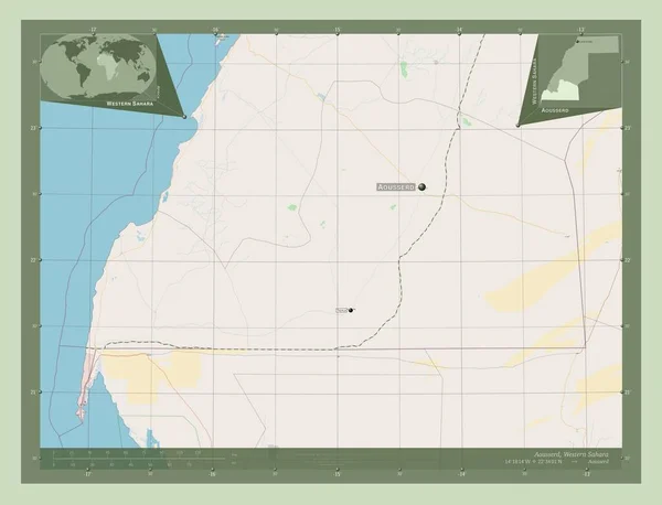 Aousserd Provincie Západní Sahara Otevřít Mapu Ulice Umístění Názvy Velkých — Stock fotografie