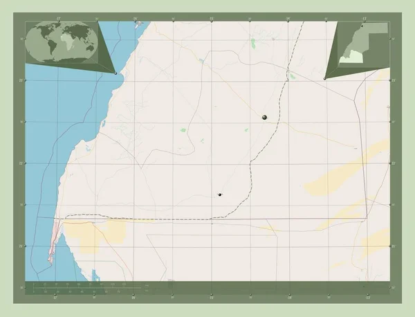 Aousserd Provincia Del Sáhara Occidental Open Street Map Ubicaciones Las — Foto de Stock