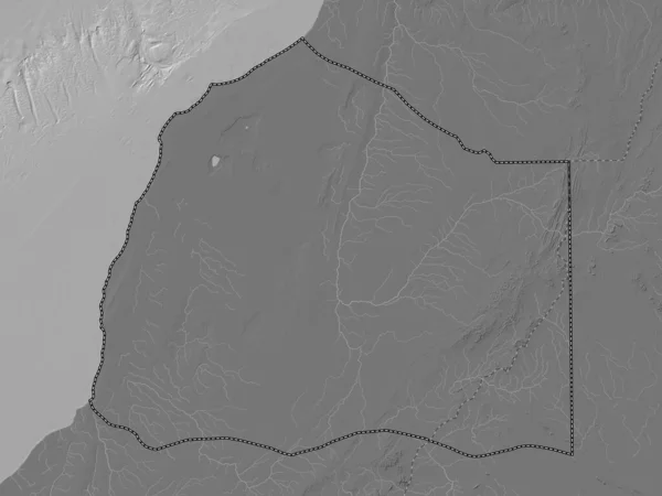 Boujdour Provincie Západní Sahara Bilevel Elevační Mapa Jezery Řekami — Stock fotografie