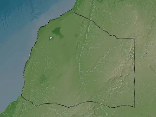 Boujdour Provincia Del Sáhara Occidental Mapa Elevación Coloreado Estilo Wiki — Foto de Stock