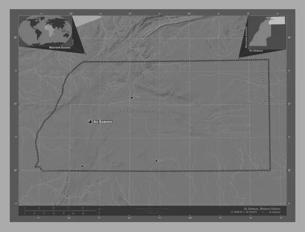 Semara Επαρχία Της Δυτικής Σαχάρας Bilevel Υψομετρικός Χάρτης Λίμνες Και — Φωτογραφία Αρχείου