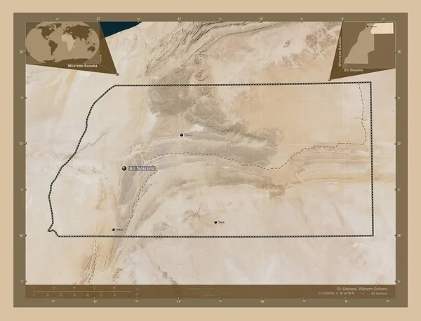 Semara Província Saara Ocidental Mapa Satélite Baixa Resolução Locais Nomes — Fotografia de Stock