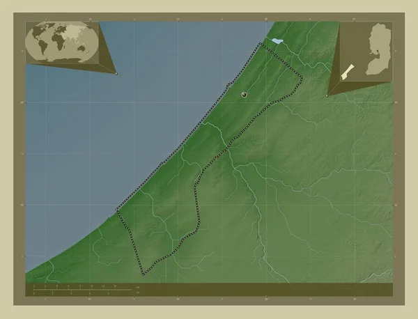 Gazastreifen Region Palästina Höhenkarte Wiki Stil Mit Seen Und Flüssen — Stockfoto