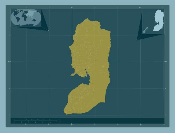 Cisgiordania Regione Palestina Forma Tinta Unita Mappa Della Posizione Ausiliaria — Foto Stock