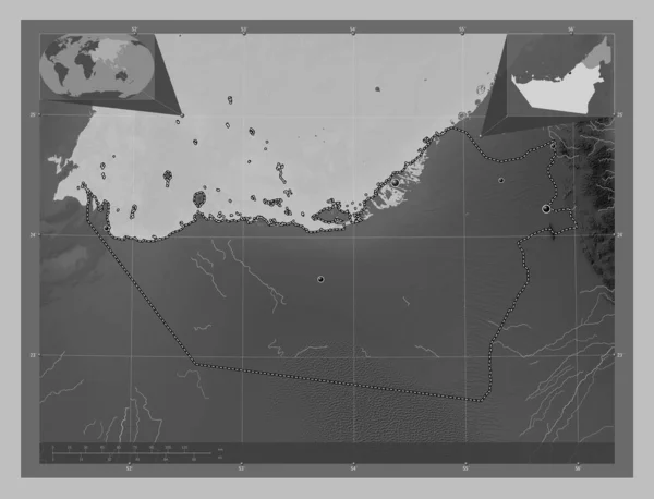Абу Дабі Емірат Єднаних Арабських Еміратів Граймасштабна Мапа Висот Озерами — стокове фото