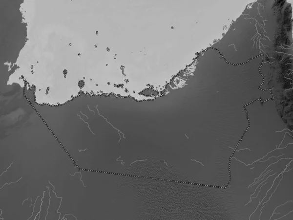 Абу Даби Эмират Оаэ Карта Высот Оттенках Серого Озерами Реками — стоковое фото