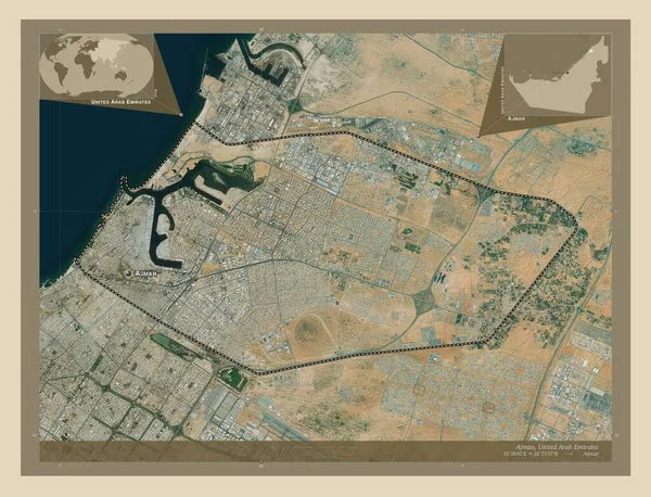 Ajman Εμιράτος Των Ηνωμένων Αραβικών Εμιράτων Υψηλής Ανάλυσης Δορυφορικός Χάρτης — Φωτογραφία Αρχείου