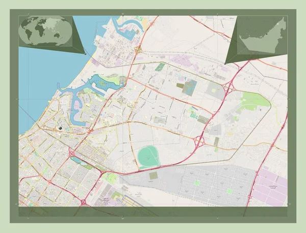 Аджман Эмират Объединенных Арабских Эмиратов Карта Улиц Вспомогательные Карты Расположения — стоковое фото