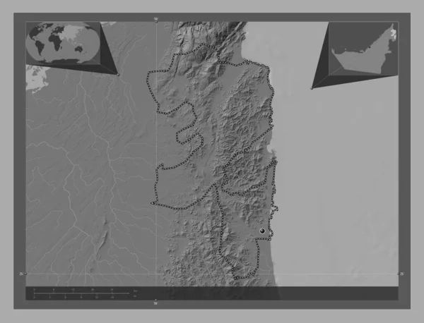 Фуджайра Емірат Єднаних Арабських Еміратів Білевелівська Карта Висот Озерами Річками — стокове фото