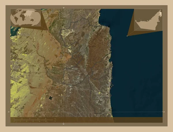 Фуджайра Эмират Объединенных Арабских Эмиратов Карта Спутника Низкого Разрешения Места — стоковое фото