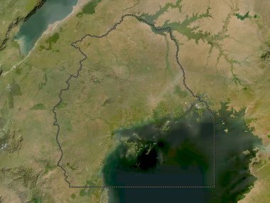 Merkez, Uganda bölgesi. Düşük çözünürlüklü uydu haritası