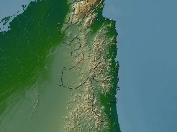 フジラー アラブ首長国連邦の首長国 湖や川と色の標高マップ — ストック写真