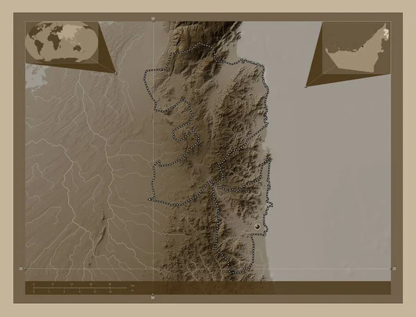 Фуджайра Емірат Єднаних Арабських Еміратів Висота Карти Забарвлена Сепії Тонів — стокове фото