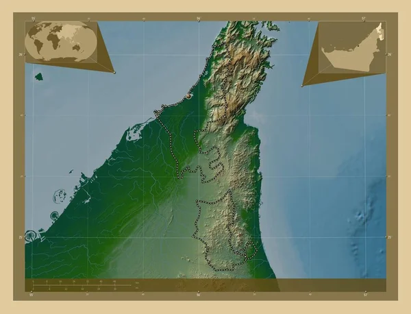 Рас Эль Хайма Эмират Оаэ Цветная Карта Высоты Озерами Реками — стоковое фото