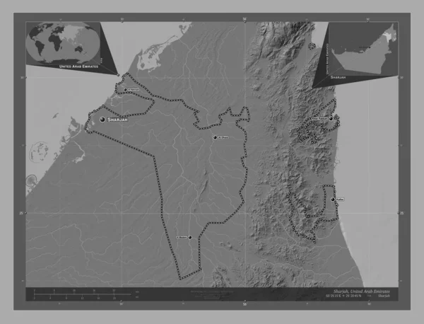 Sharjah Емірат Єднаних Арабських Еміратів Білевелівська Карта Висот Озерами Річками — стокове фото