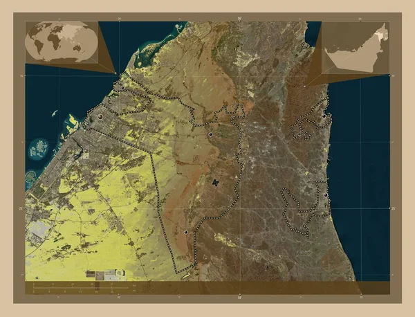 Sharjah Emiraat Van Verenigde Arabische Emiraten Lage Resolutie Satellietkaart Locaties — Stockfoto