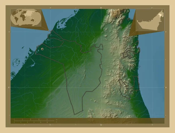 Шарджа Эмират Объединенных Арабских Эмиратов Цветная Карта Высоты Озерами Реками — стоковое фото