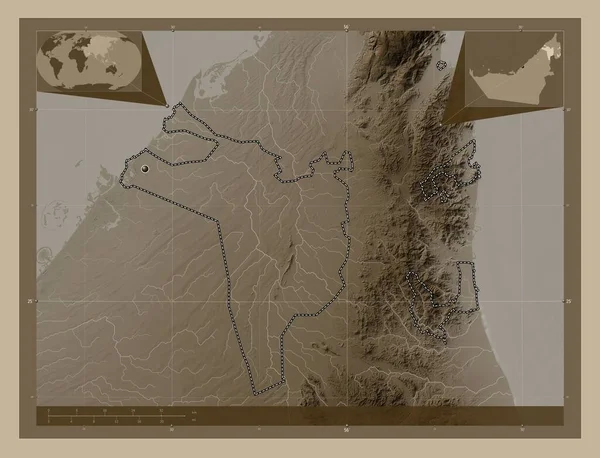 Шарджа Эмират Объединенных Арабских Эмиратов Карта Высоты Окрашенная Сепиевые Тона — стоковое фото