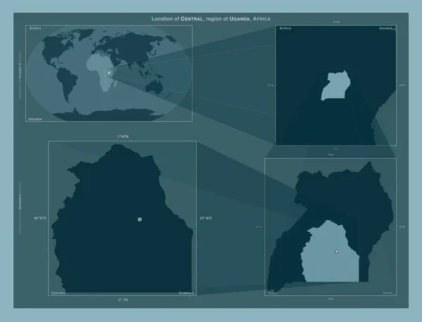 Центральный Район Уганды Диаграмма Показывающая Расположение Региона Крупных Картах Состав — стоковое фото