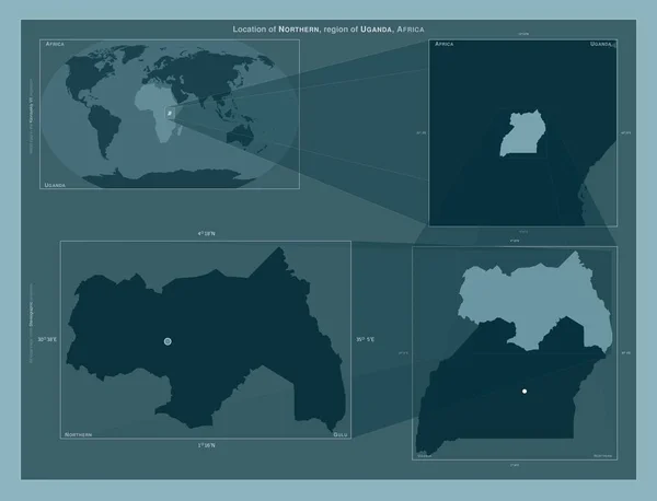 Северная Область Уганды Диаграмма Показывающая Расположение Региона Крупных Картах Состав — стоковое фото