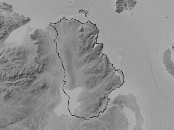 Antrim Region Irlandii Północnej Mapa Wzniesień Skali Szarości Jeziorami Rzekami — Zdjęcie stockowe