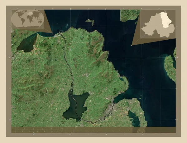 Антрім Регіон Північної Ірландії Супутникова Карта Високої Роздільної Здатності Кутові — стокове фото