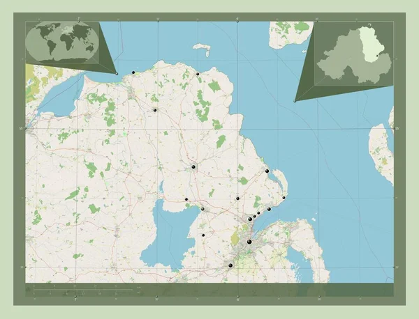 Антрим Регион Северной Ирландии Карта Улиц Места Расположения Крупных Городов — стоковое фото