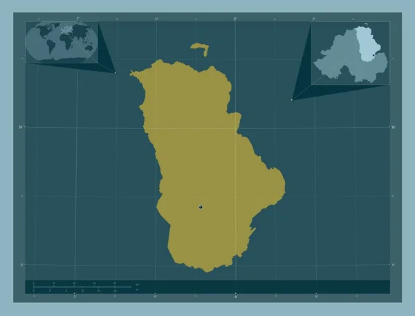 Antrim Región Irlanda Del Norte Forma Color Sólido Mapas Ubicación — Foto de Stock