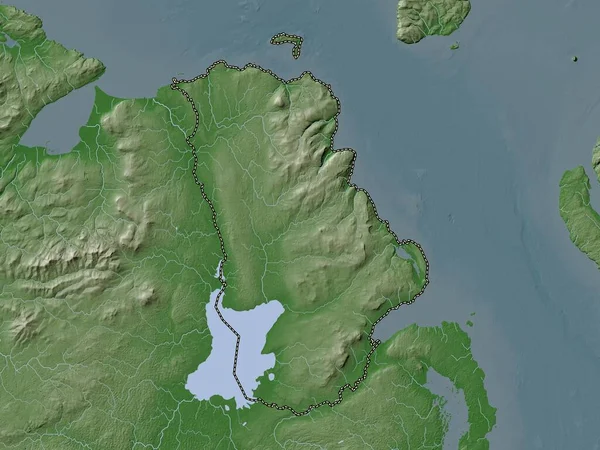 Antrim Região Irlanda Norte Mapa Elevação Colorido Estilo Wiki Com — Fotografia de Stock