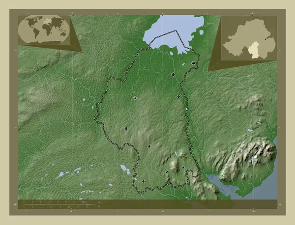 Armagh Περιφέρεια Βόρειας Ιρλανδίας Υψόμετρο Χάρτη Χρωματισμένο Στυλ Wiki Λίμνες — Φωτογραφία Αρχείου