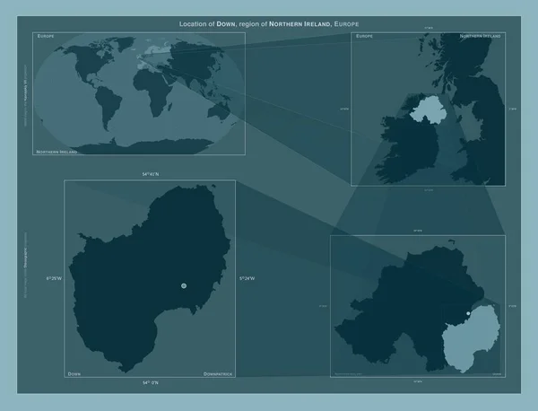 Região Irlanda Norte Diagrama Mostrando Localização Região Mapas Maior Escala — Fotografia de Stock