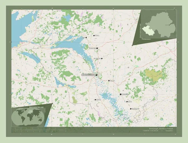 Fermanagh Regione Dell Irlanda Del Nord Mappa Stradale Aperta Località — Foto Stock