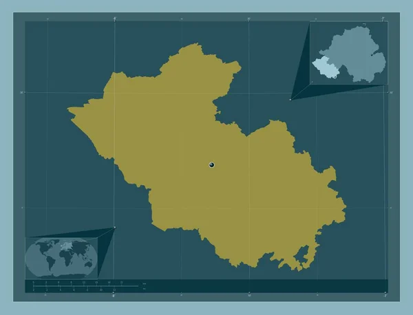 Fermanagh Región Irlanda Del Norte Forma Color Sólido Mapas Ubicación —  Fotos de Stock