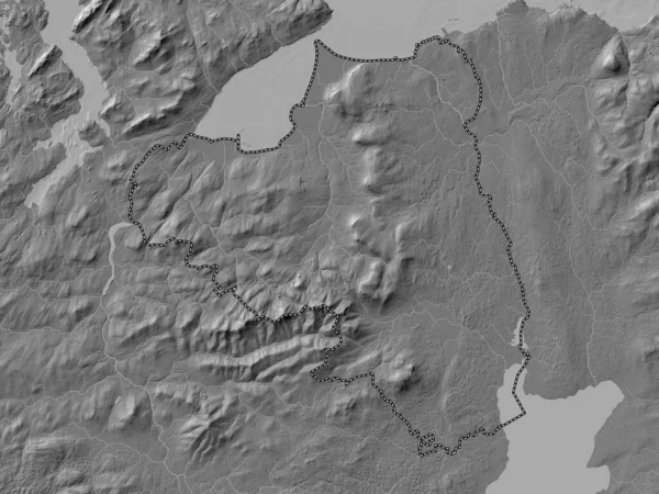 Londonderry Region Irlandii Północnej Dwupoziomowa Mapa Wysokości Jeziorami Rzekami — Zdjęcie stockowe