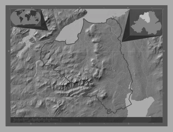 Лондондерри Регион Северной Ирландии Карта Рельефа Билевела Озерами Реками Вспомогательные — стоковое фото