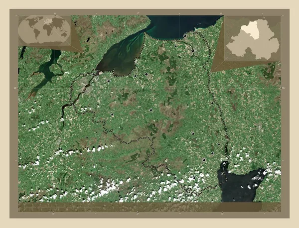 Londonderry Region Northern Ireland High Resolution Satellite Map Locations Major — Stock Photo, Image