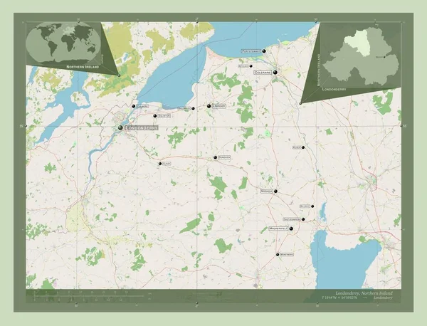 런던데리 북아일랜드의 스트리트 지역의 도시들의 위치와 Corner Auxiliary Location — 스톡 사진