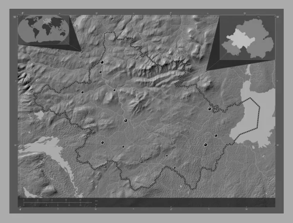 Тайрон Регион Северной Ирландии Карта Рельефа Билевела Озерами Реками Места — стоковое фото