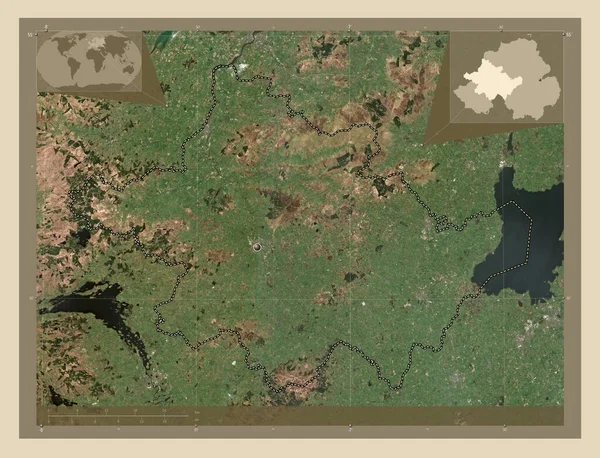 Tyrone Region Irlandii Północnej Mapa Satelity Wysokiej Rozdzielczości Pomocnicze Mapy — Zdjęcie stockowe