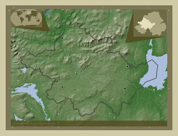 Tyrone Region Nordirland Höhenkarte Wiki Stil Mit Seen Und Flüssen — Stockfoto