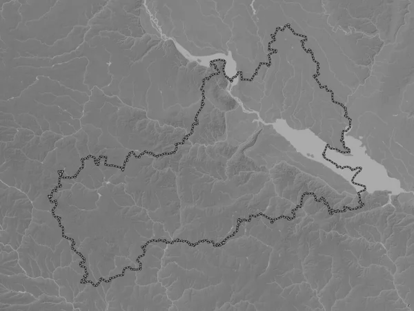 Cherkasy Ukrayna Bölgesi Gölleri Nehirleri Olan Gri Tonlama Yükseklik Haritası — Stok fotoğraf