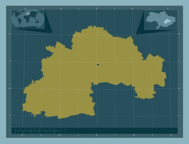 Dnipropetrovs 'k, Ukrayna bölgesi. Katı renk şekli. Köşedeki yedek konum haritaları