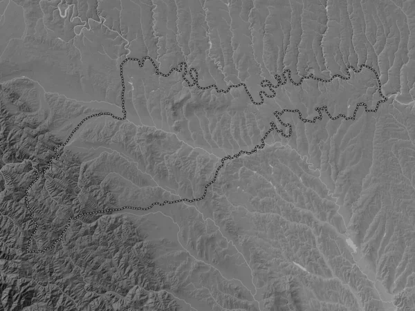 Chernivtsi Region Ukraine Grayscale Elevation Map Lakes Rivers — Stock Photo, Image