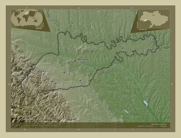 Tchernivtsi Région Ukraine Carte Altitude Colorée Dans Style Wiki Avec — Photo