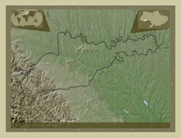 Černovice Region Ukrajiny Zdvihová Mapa Zbarvená Stylu Wiki Jezery Řekami — Stock fotografie