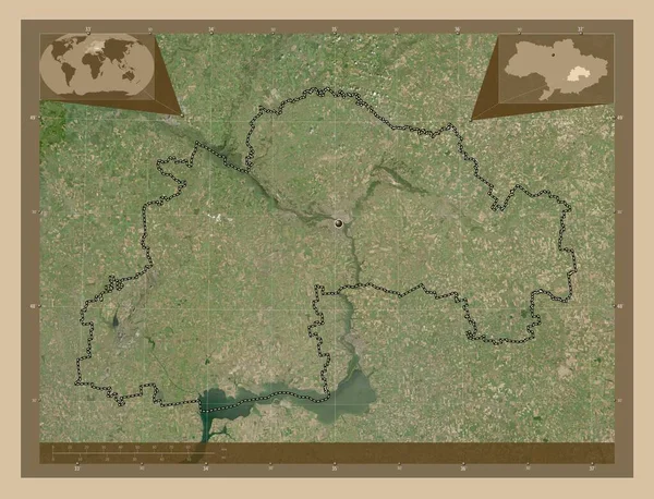 Dnipropetrovs Regionen Ukraina Lågupplöst Satellitkarta Hjälpkartor För Hörnen — Stockfoto